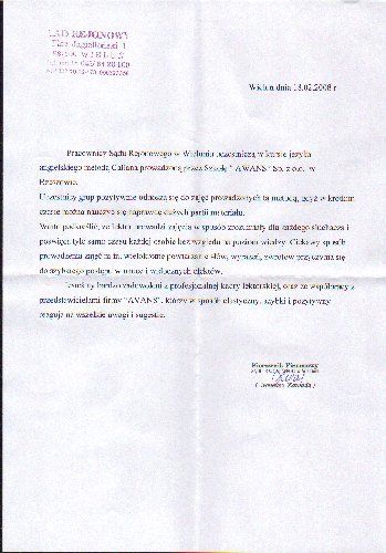 Referencje dla szkoły języka angielskiego AWANS od Sadu Rejonowego Wielun